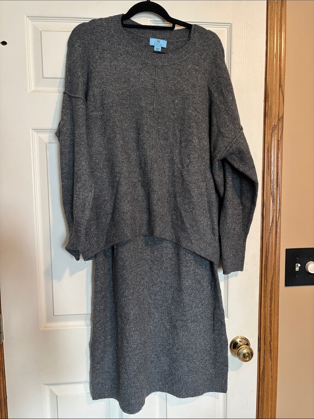 CeCe Charcoal Gray Knit Crewneck Sweater Dress